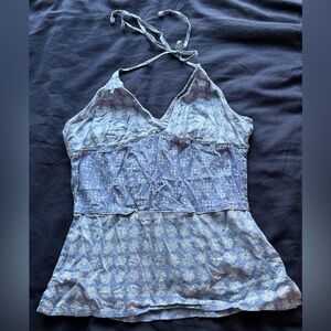 EURO Light Blue Printed Halter Camisole Top